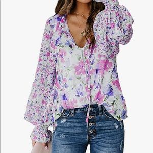 Beautiful, pink floral blouse. New, never worn